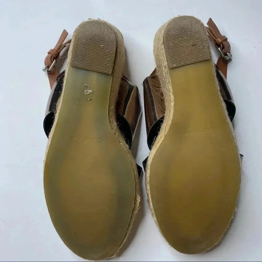 Boden Platinum Espadrille Wedge Sandals Size 40